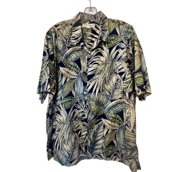 Tori Richard Men's Short Sleeve Hawaiian Tropical Cotton Lawn Dress Shirt Size L - Picture 1 of 9